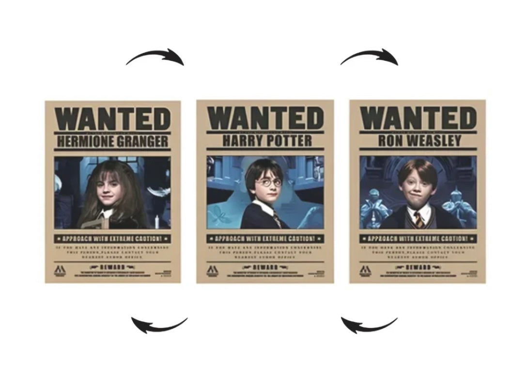 3D Harry Potter, Ron Weasley, Hermione Granger poster.